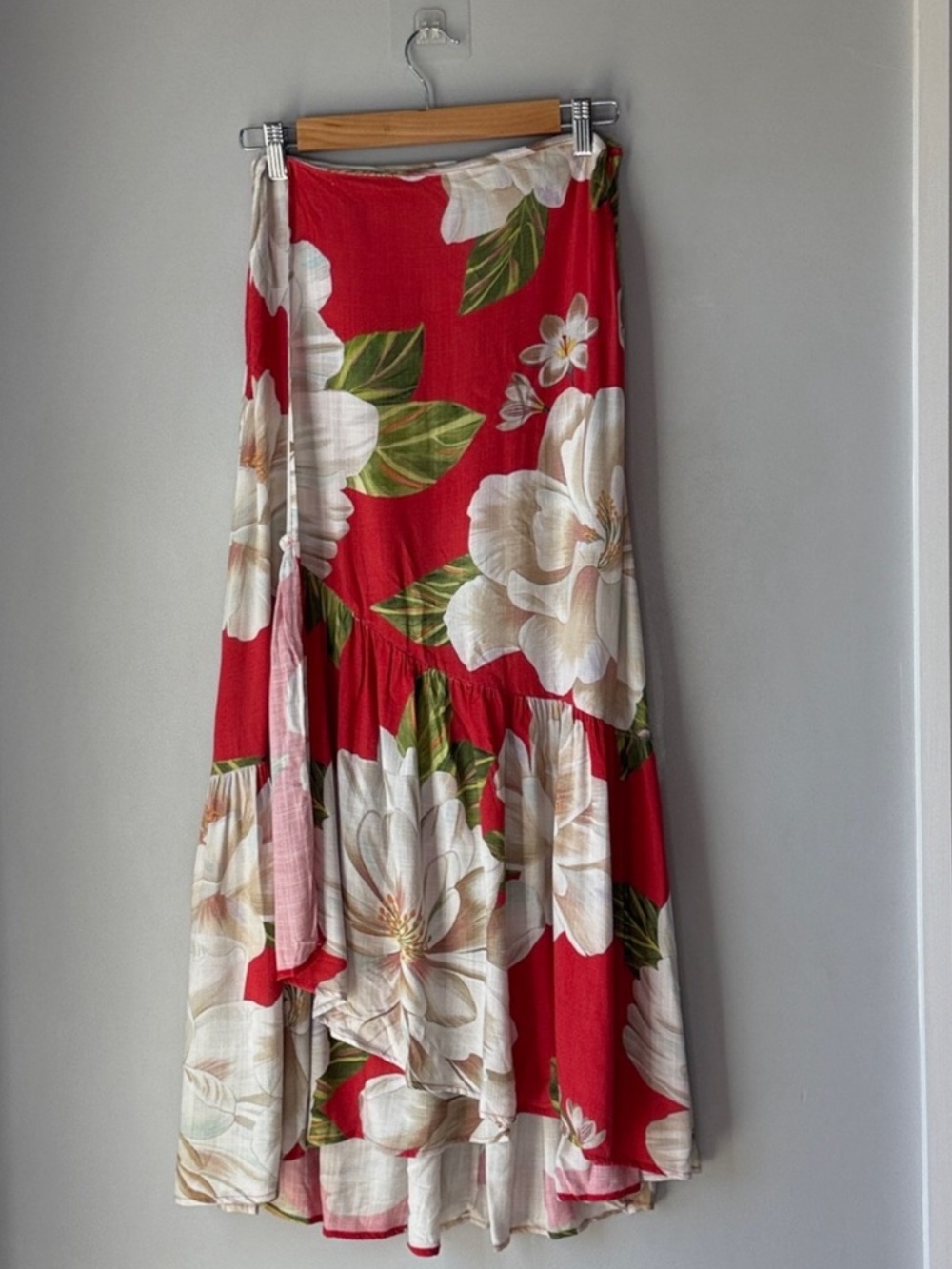 Farm Rio Boho Tropical Floral Red Maxi Skirt